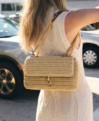 Edie Medium Woven Straw Crossbody Bag