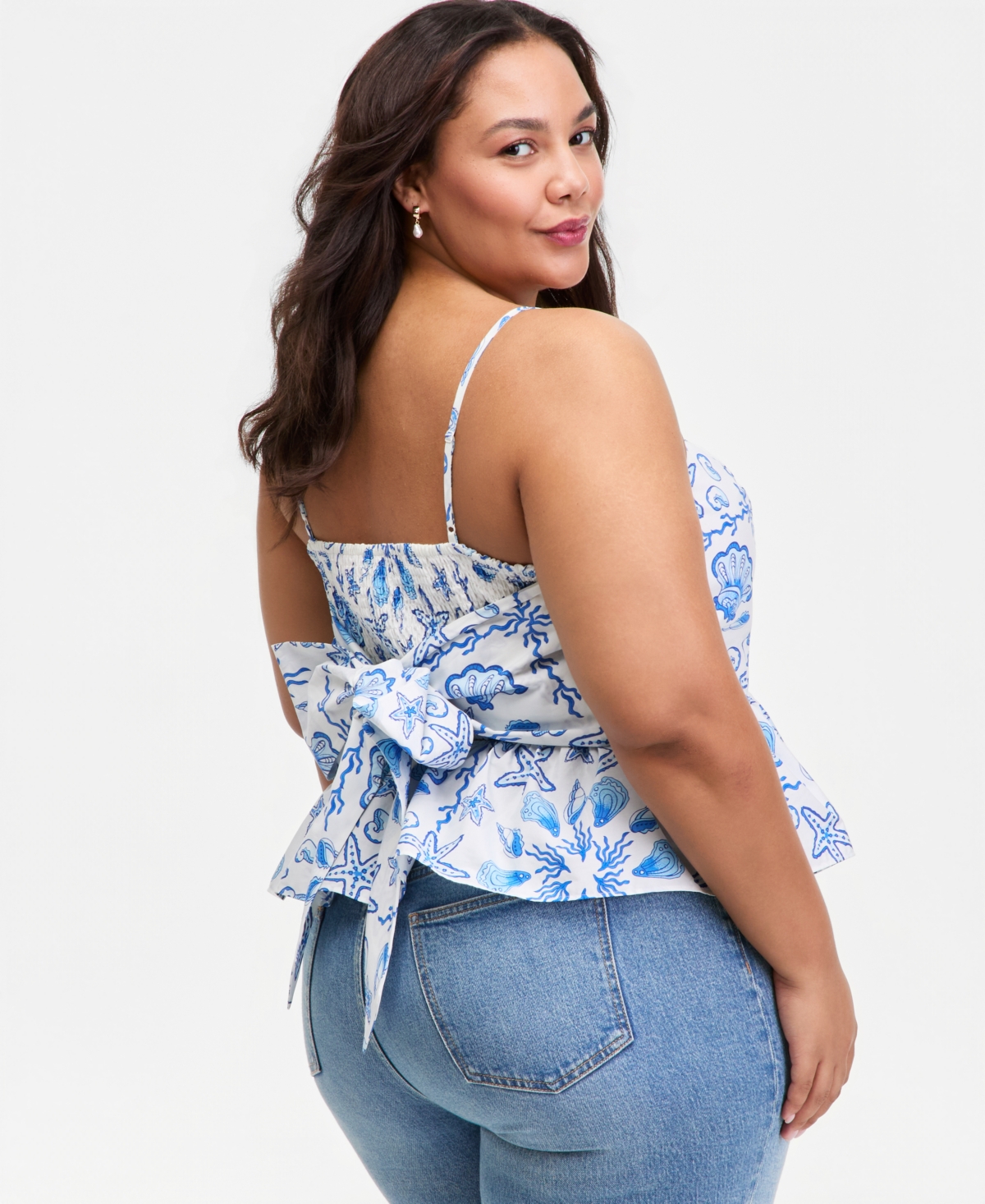 On 34th Trendy Plus Cotton Peplum-Hem Top, Macy's Exclusive