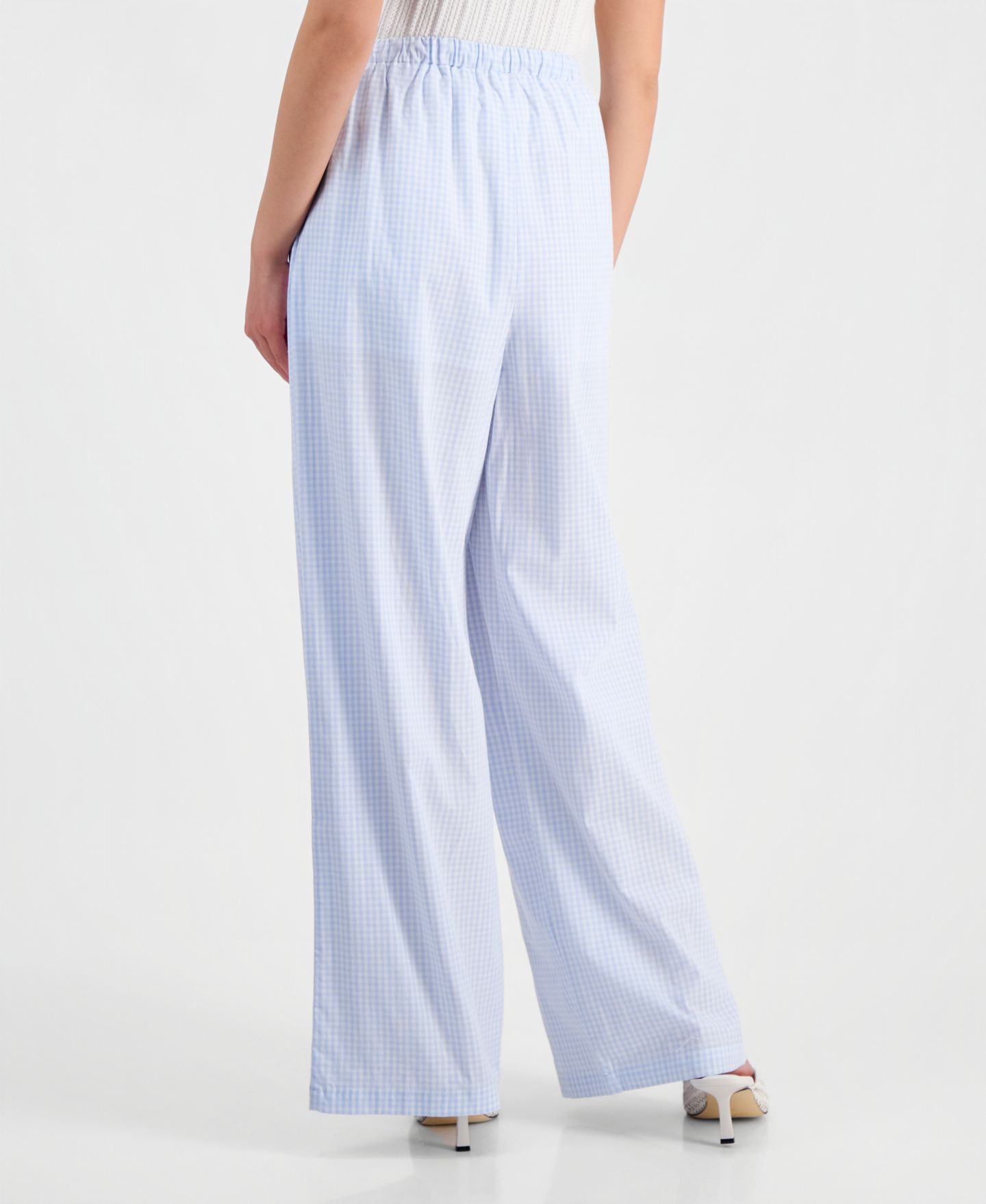 Женские брюки And Now This Petite Cotton Gingham Wide-Leg, цвет: В мелкую клетку — фото 4