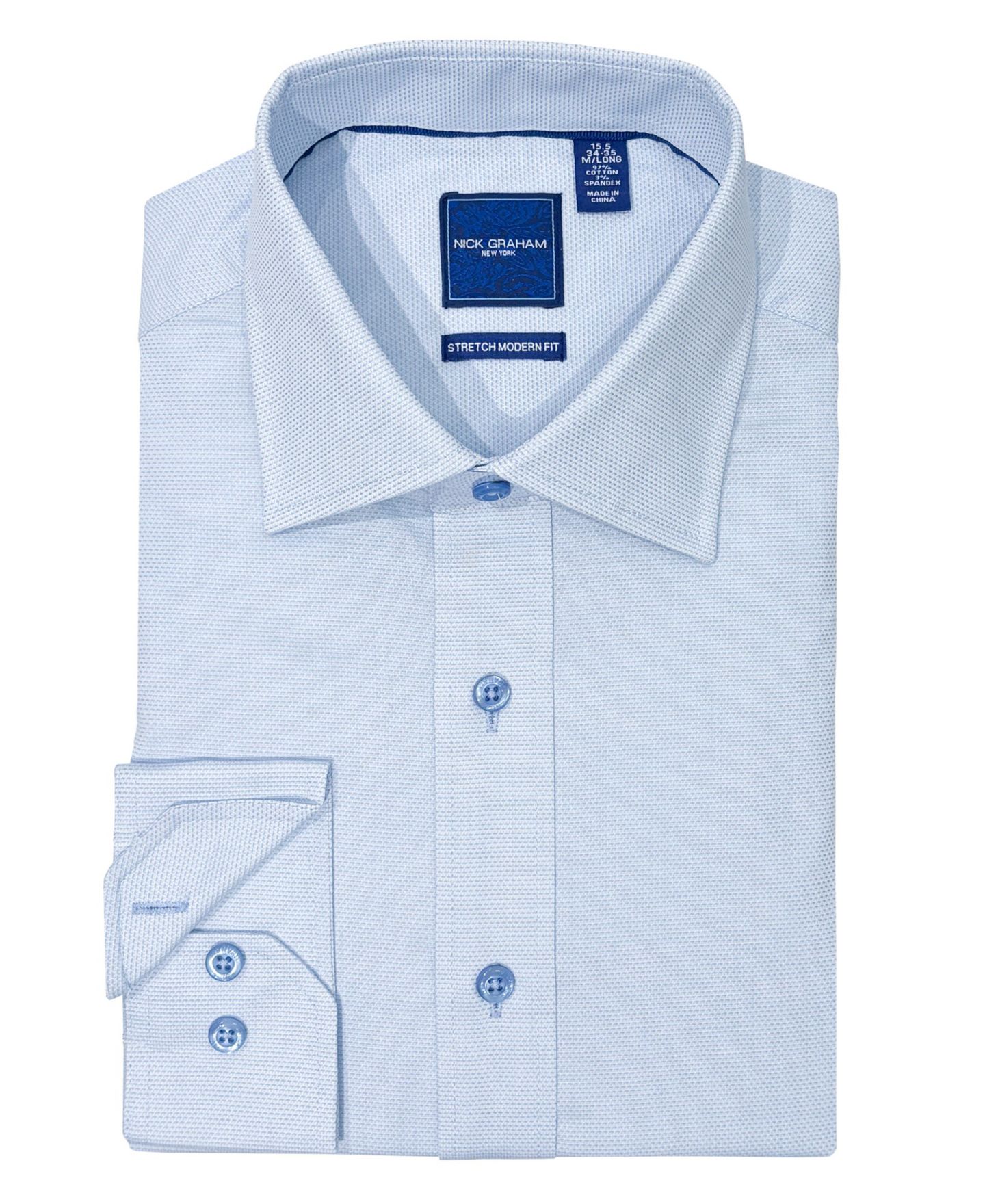Мужская рубашка Nick Graham Newbury Text Modern-Fit Dress Shirt, цвет: Светлый синий — фото 6