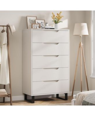 5 Dresser for Bedroom, 50" Tall Dresser, Freestanding Vertical Drawer with Storage, Wooden Closet Chest Storage for Living Room, Hallway