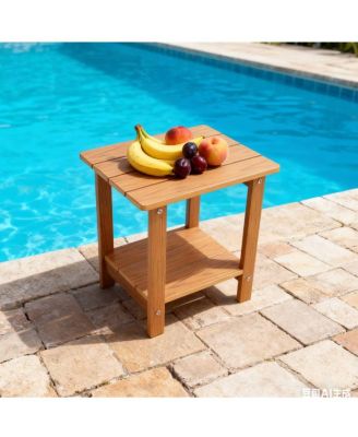  Wood-grain imitation side table with textured finish, perfect for outdoor picnics