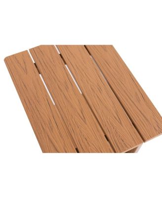  Wood-grain imitation side table with textured finish, perfect for outdoor picnics