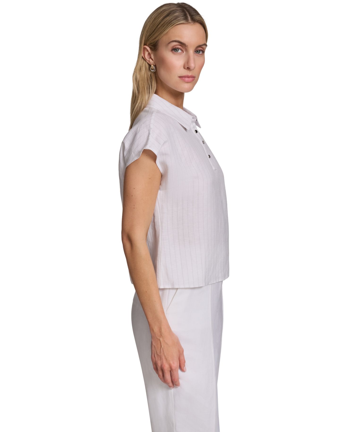 Petite Short-Sleeve Collared Top