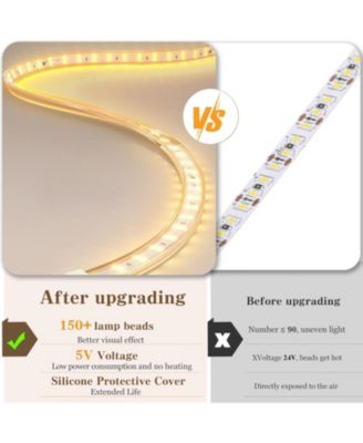 Queen Floating Bed Frame with LED Lights, Upholstered Diamond Headboard, Easy Assembly