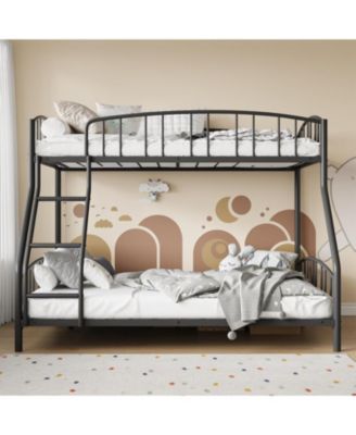 Metal Bunk Bed with Ladder & Guardrail, Heavy Duty Steel Frame, Space Saving Bed for Kids.