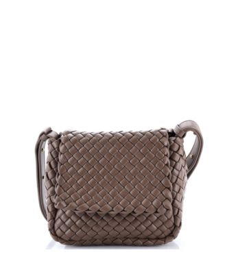 Mini Cobble Flap Shoulder Bag Padded Intrecciato Leather