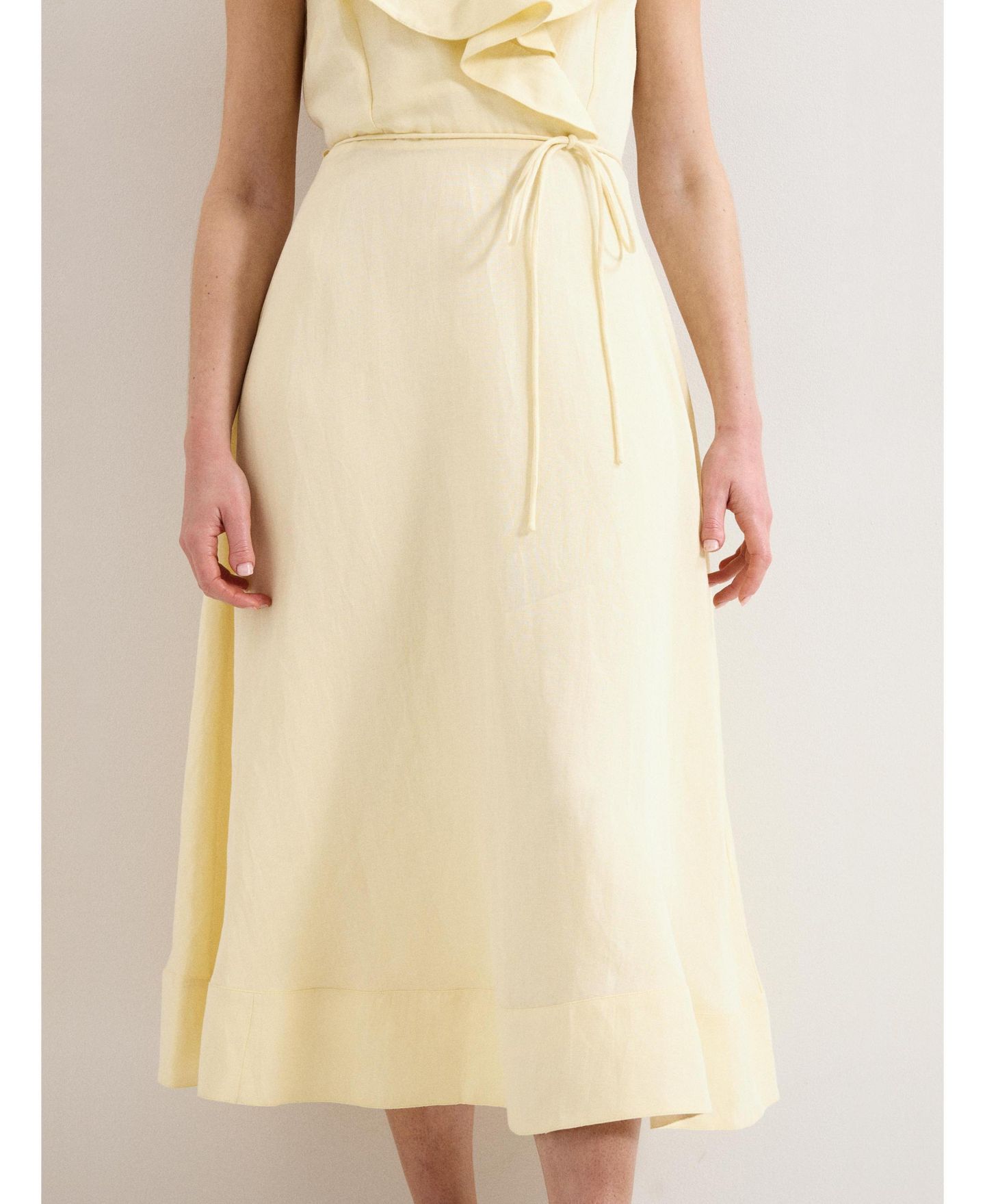 Женское платье Phase Eight Matilda Ruffle Linen Midi, цвет: Бледный жёлтый — фото 5