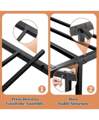 Metal Platform Bed Frame with Decorative Headboard & Footboard, Heavy Duty Steel Slats, Underbed Storage