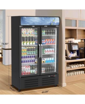 Commercial Refrigerators, 25.3 Cu.Ft. Upright Display Fridge, Beverage Cooler with LED Light, Adjustable Shelves