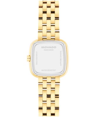 Women's Museum Classic Cushion Swiss Quartz Light Yellow PVD Steel Watch, 22mm