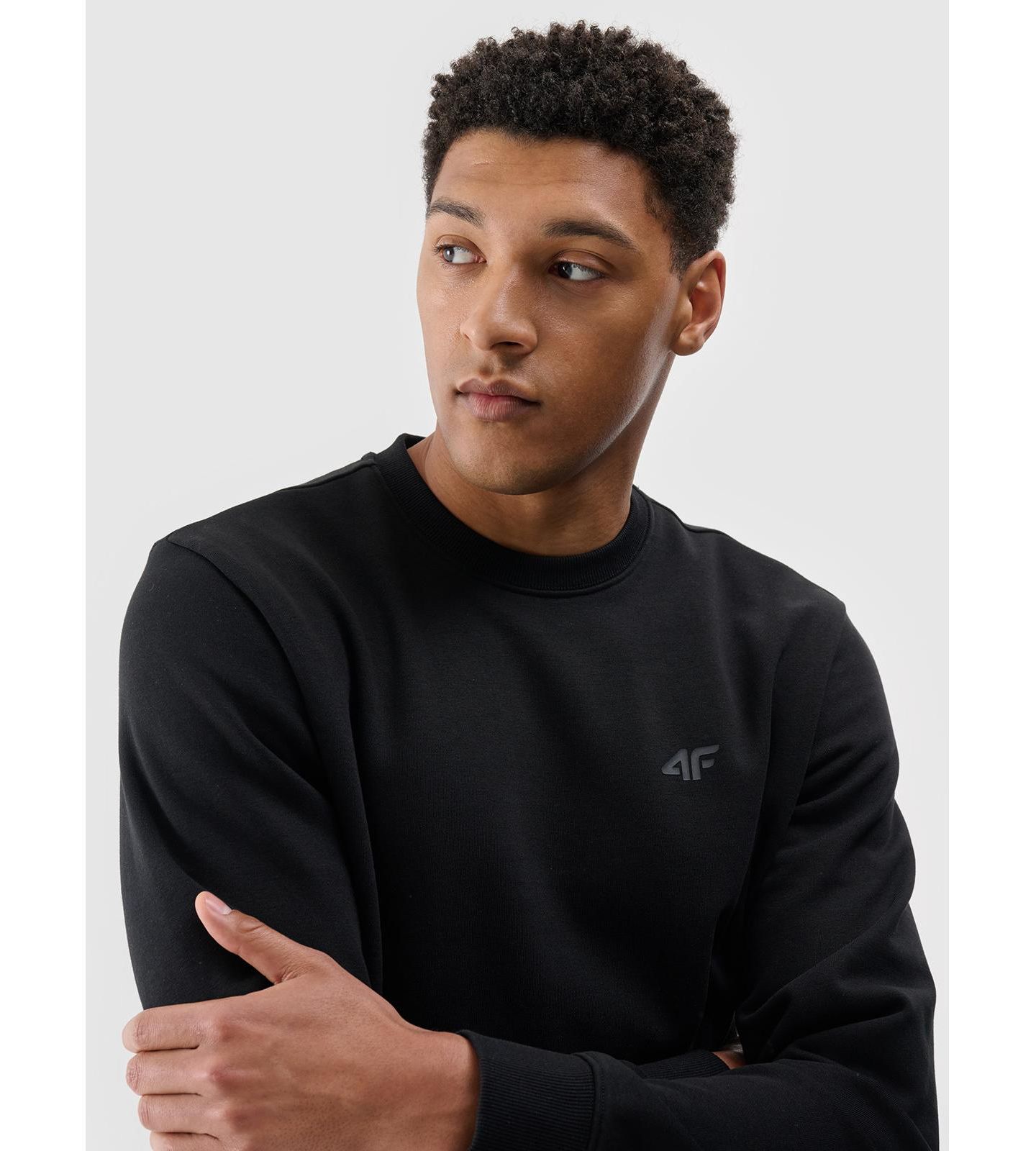 Мужское худи 4F Pullover Sweatshirt Without Hood, цвет: Глубокий чёрный — фото 4
