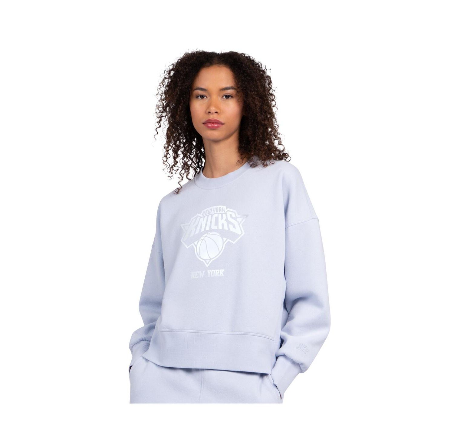 Women's Light Blue New York Knicks Pastel Boxy Sweatshirt