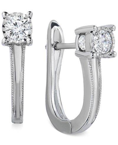 earrings diamond 10k hoop leverback ct gold main