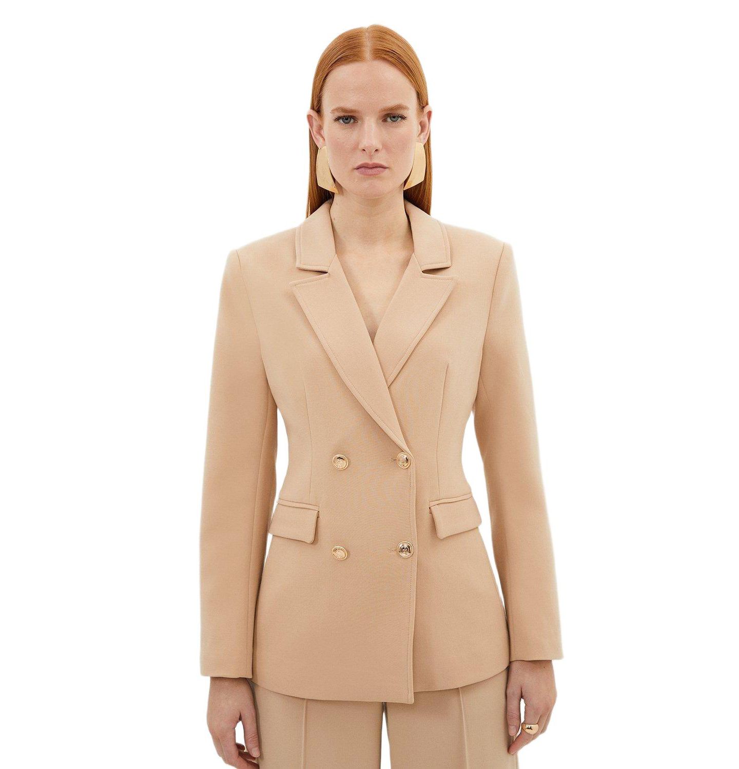 Женский пиджак Karen Millen Tailored Doubled Breasted Blazer, цвет: Верблюжий — фото 1