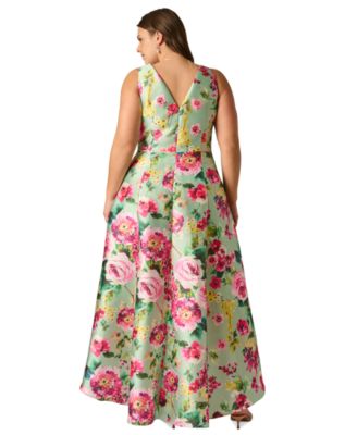 Plus Size Sleeveless High-Low Printed Dress