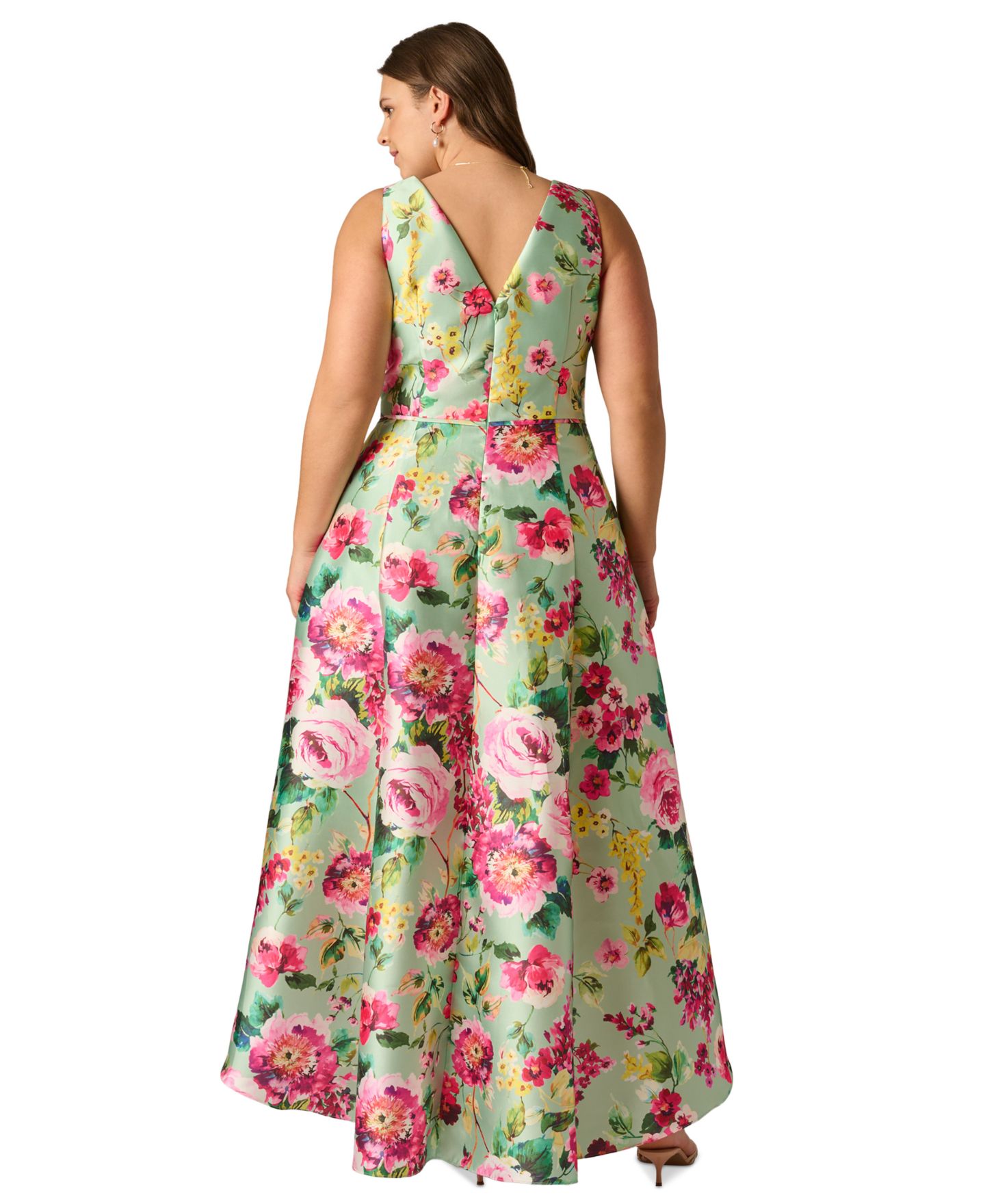 Женское платье Adrianna Papell Plus Size Sleeveless High-Low Printed, цвет: Мятный разноцветный — фото 3