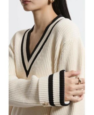 Women's Cotton V-Neck Knit Boxy Jumper