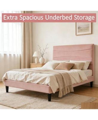 Twin Metal Platform Bed Frame with Decorative Headboard & Footboard, Heavy Duty Steel Slats, Underbed Storage