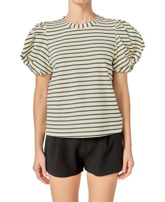 Women's Puff Sleeve Knit Cotton Top