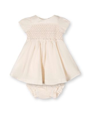 Hope and Henry Baby Linen Smocked Puff Sleeve Dress - Natural with pink 34$
