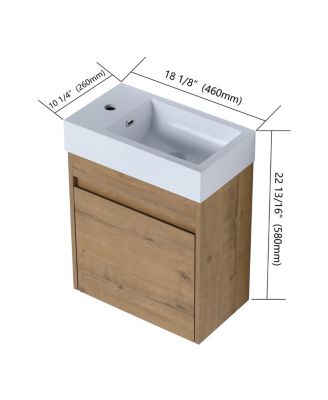 18" Wall Mounted Bathroom Vanity with Resin Sink, Soft Close Door & Ample Storage for Small Spaces