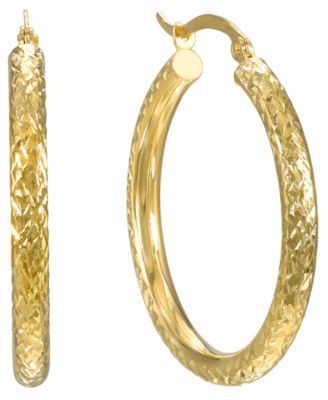Diamond Cut Hoop Earrings in 10k Yellow Gold