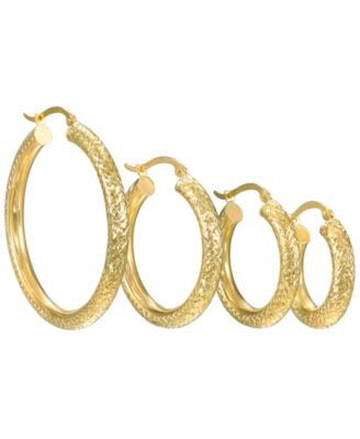Diamond Cut Hoop Earrings in 10k Yellow Gold