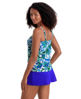 Women's Floral-Print Scoop Neck Tankini Top