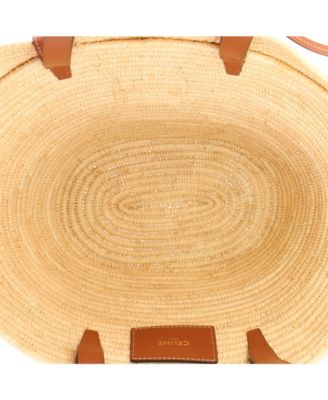 Small Triomphe Basket Shoulder Bag Braided Raffia and Leather