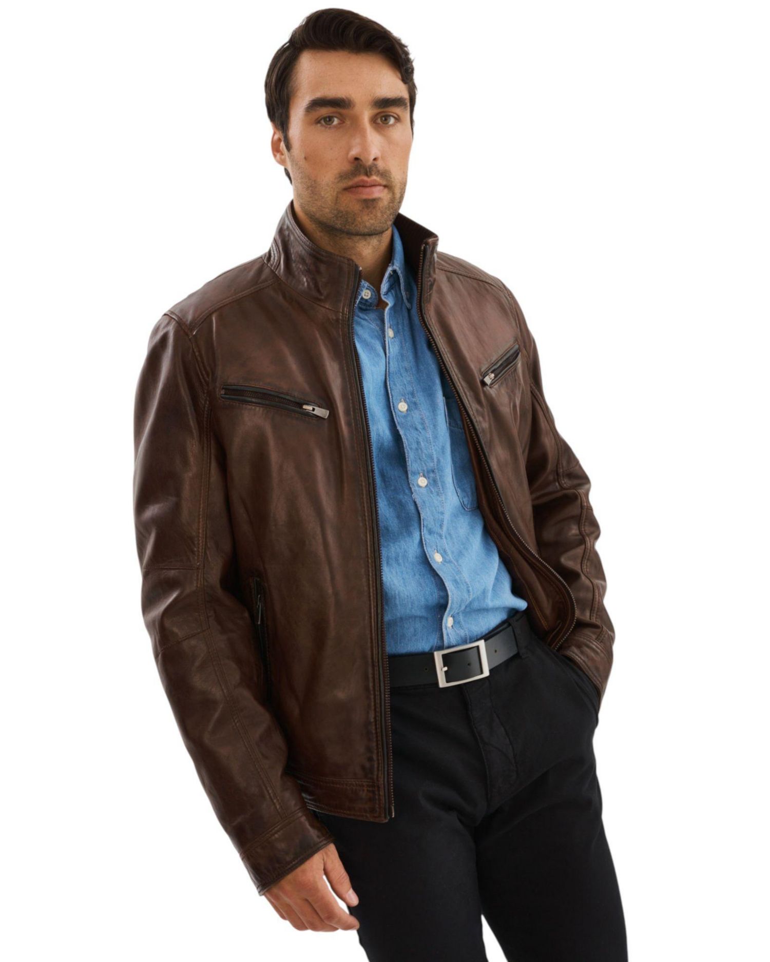 Men's GUNNAR Leather Biker Jacket