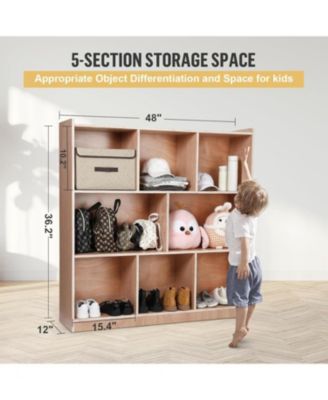 Sturdy 8-Section Classroom Cubby for Toy, Smooth Glaze Cubby for Kids, 8 Cubbies, with 2 Storage Boxes