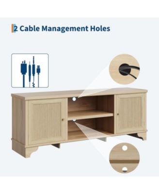 61.8" Rattan TV Stand for TVs up to 70", Boho Entertainment Center Table, Media Console with Storage