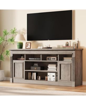 68" Farmhouse TV Stand for TVs up to 75", Entertainment Center, Open Storage Cabinets, Media Console
