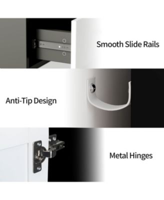 42 Point 5 Inch Sideboard Buffet Storage Cabinet with Adjustable Shelves  for Living Room Entryway and Dining Room