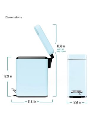 1.3 Gallon Slim Stainless Steel Trash Can with Step on Pedal and Soft Close Lid