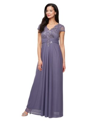 Petite Sequin Embroidered-Lace Gown