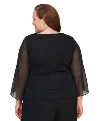 Plus Size Boat Neck Blouse