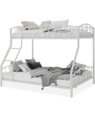 Twin Over Full Metal Bunk Bed with Ladder & Guardrail, Heavy Duty Steel Frame, Space Saving Bed for Kids
