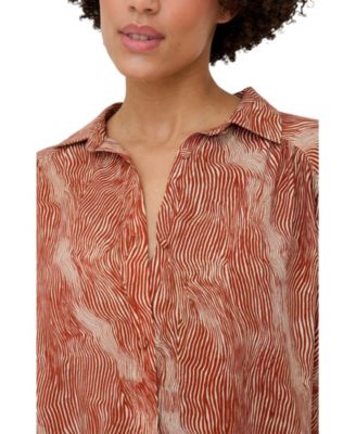 Women's Ginger Button Down Tiger Print Shirt