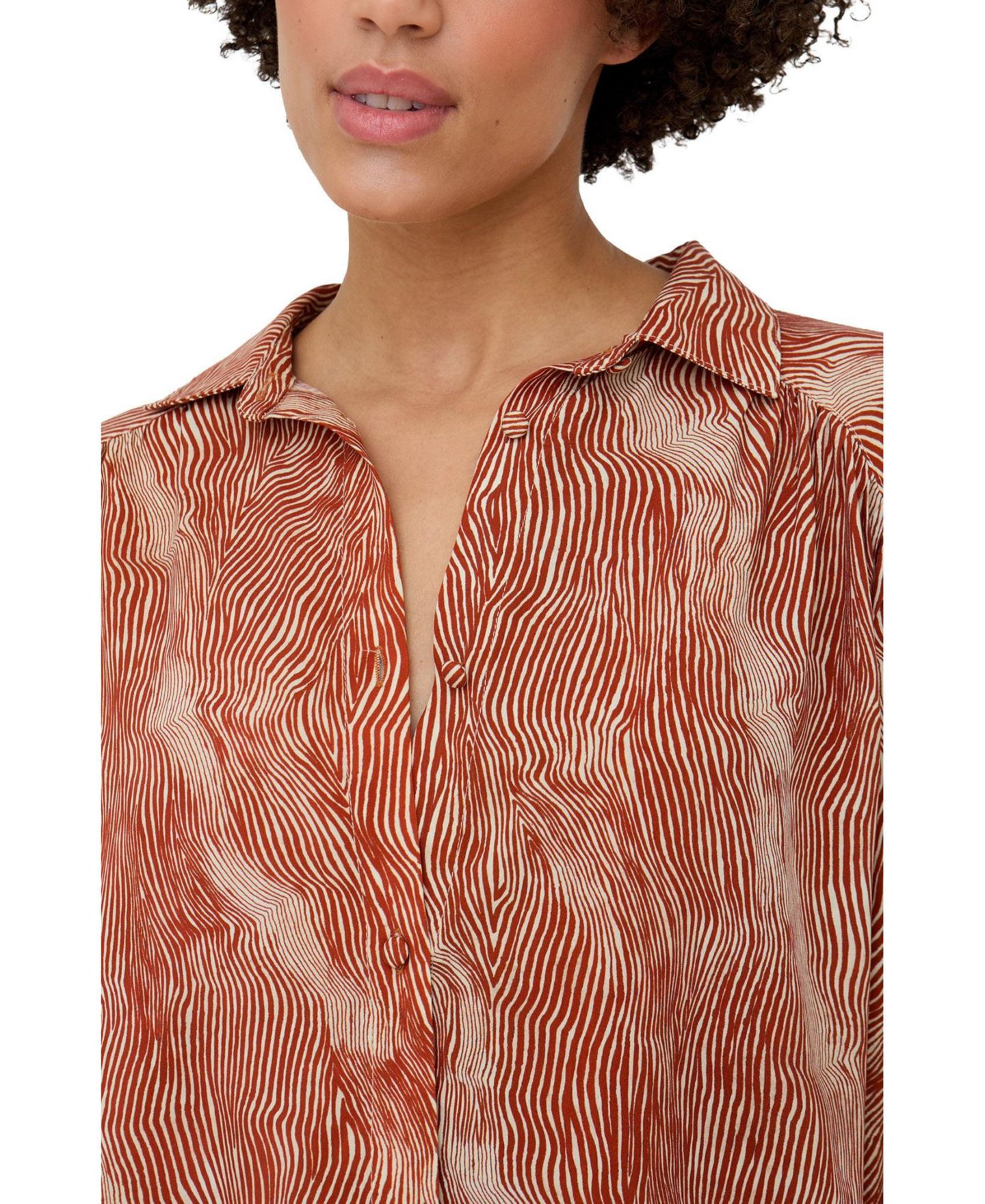 Женская рубашка Raffya Ginger Button Down Tiger Print, цвет: Оранжевый — фото 4