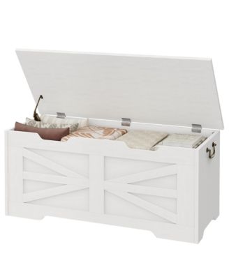 39.4" Wooden Toy Chest and Storage Bench with Safety Hinge