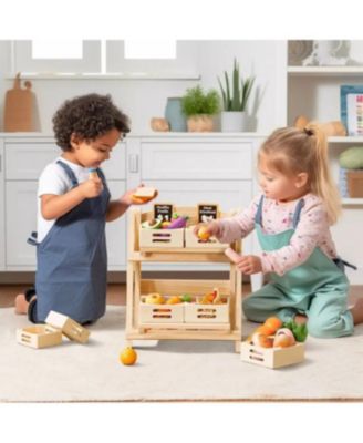 Play Kitchen Accessories – Play Kitchen Food Storage: Versatile Wooden Rack for Play Food