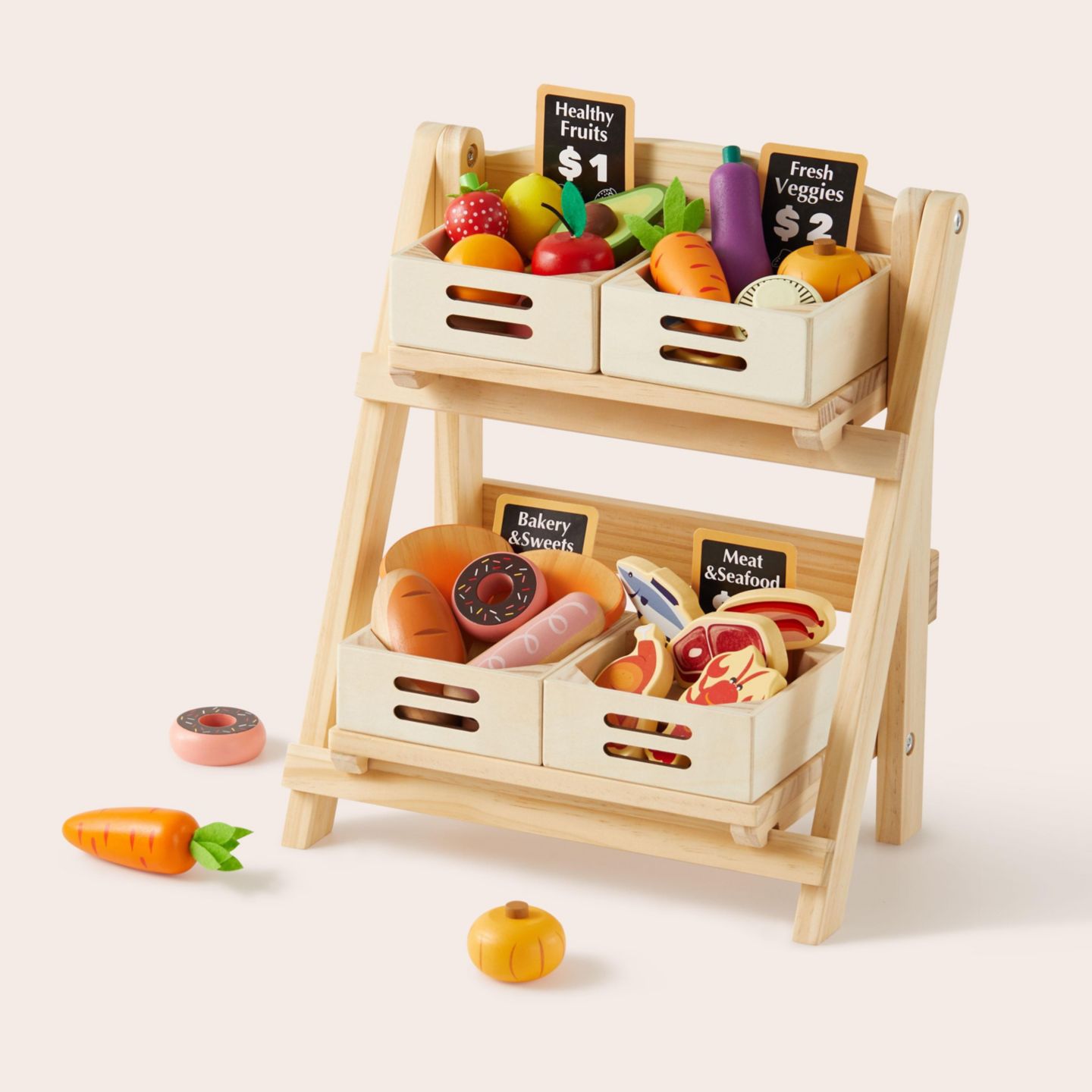 Детская игрушка Tiny Land 2-Tier Wooden Storage Rack, Ages 3+ — фото 2