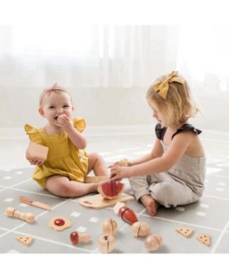 Play Kitchen Accessories – Play Food for Play Kitchen: Wooden Cut and Play Food Toys