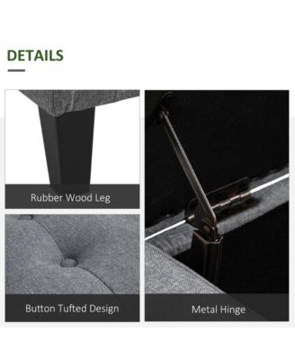 Linen Upholstered Storage Ottoman with Lift Top and Button Tufting