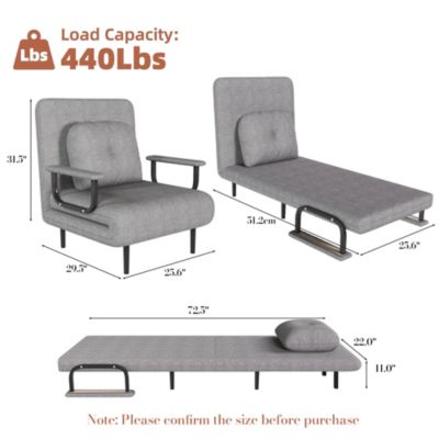 Single Person Folding 5 Position Convertible Sofa Bed Sleeper Chair