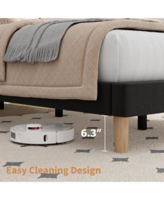 Twin Size Velvet Platform Bed Frame with Vertical Channel Tufted Adjustable Headboard, Wooden Slats Support, No Box Spring