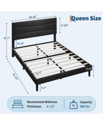 Queen Metal Platform Bed Frame with Victorian Style Headboard & Footboard, Wrought Iron Design, Underbed Storage
