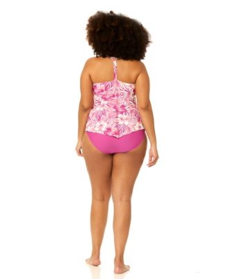 Plus Size Underwire Floral Print Swim Tankini Top
